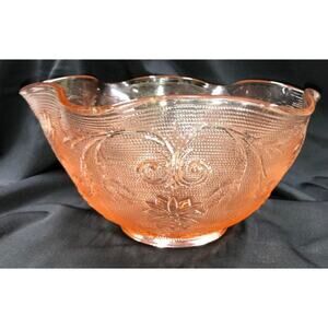 Vintage Indiana Glass Company Pink Tiara Ruffled Edge Bowl